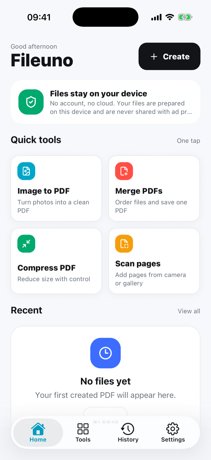Fileuno — English app screenshot