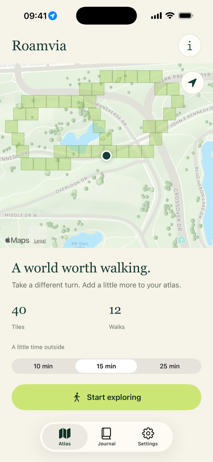 Roamvia — English app screenshot